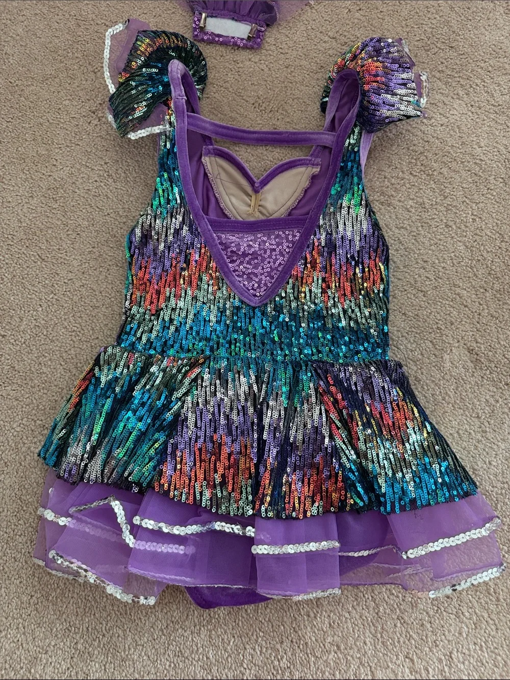 Weissman IC intermediate child approx 8 Purple Multicolor Sequin Dance Costume